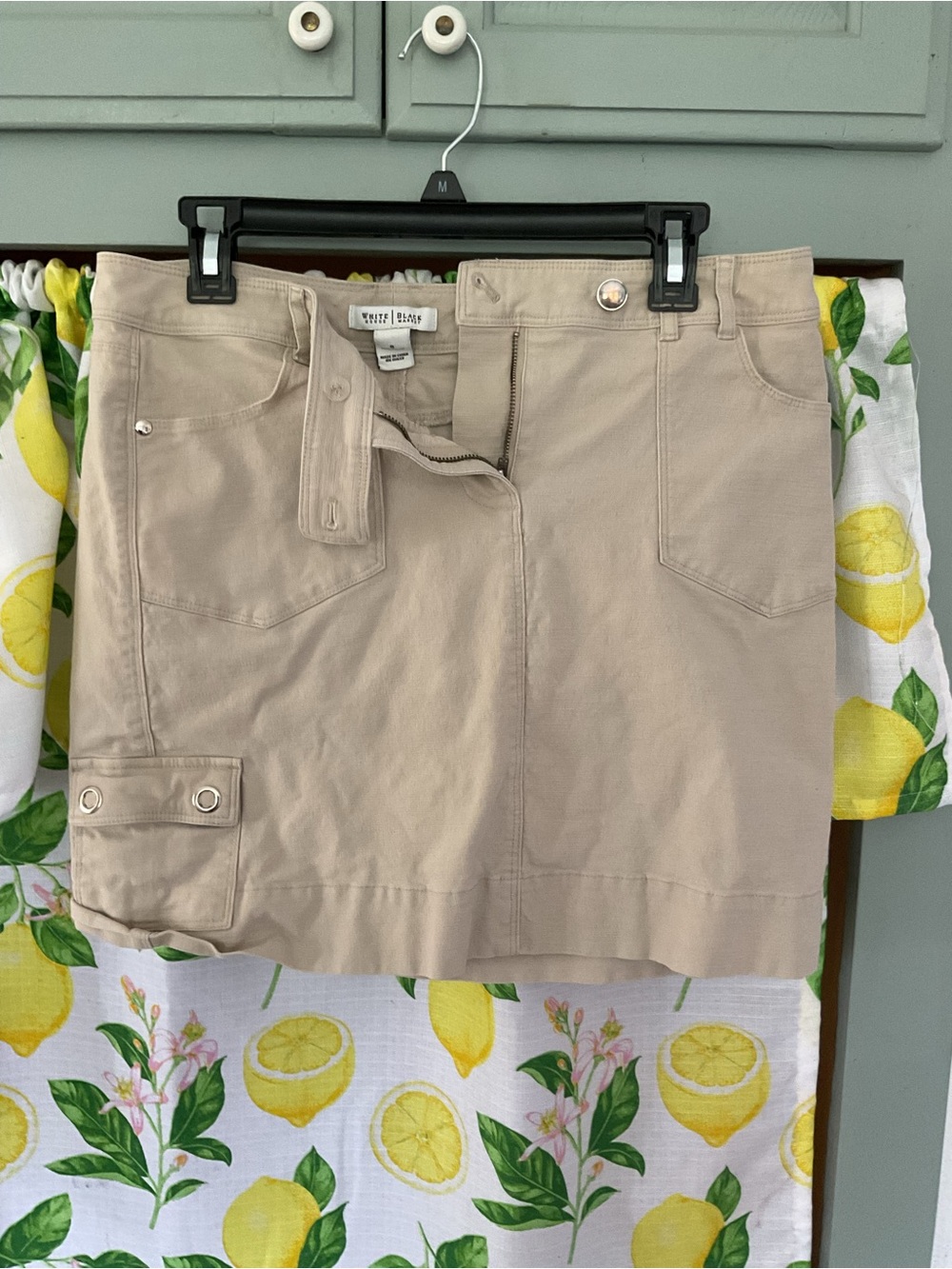 White House Black Market Beige Utility Mini Skirt